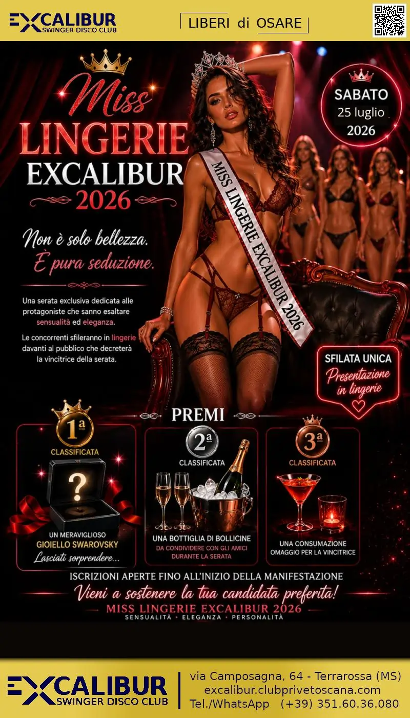 Swinger club prive evento 👑 MISS LINGERIE EXCALIBUR 2026 👑